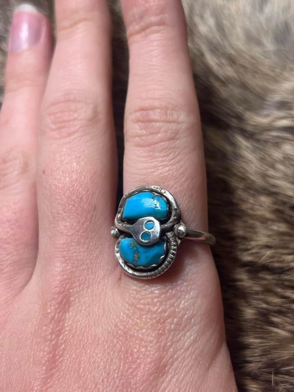 Sterling silver Effie Calavaza Native American Zuni snake ring